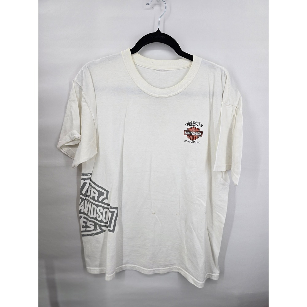 Harley-Davidson Pat Rogers Speedway Concord NC White Graphic T-Shirt Mens L